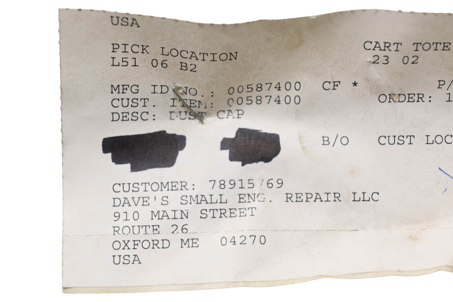 Ariens 00587400 Dust Cap NOS