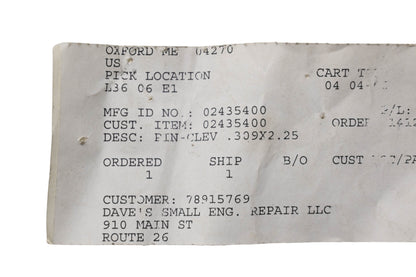 Ariens 02435400 Clevis Pin NOS