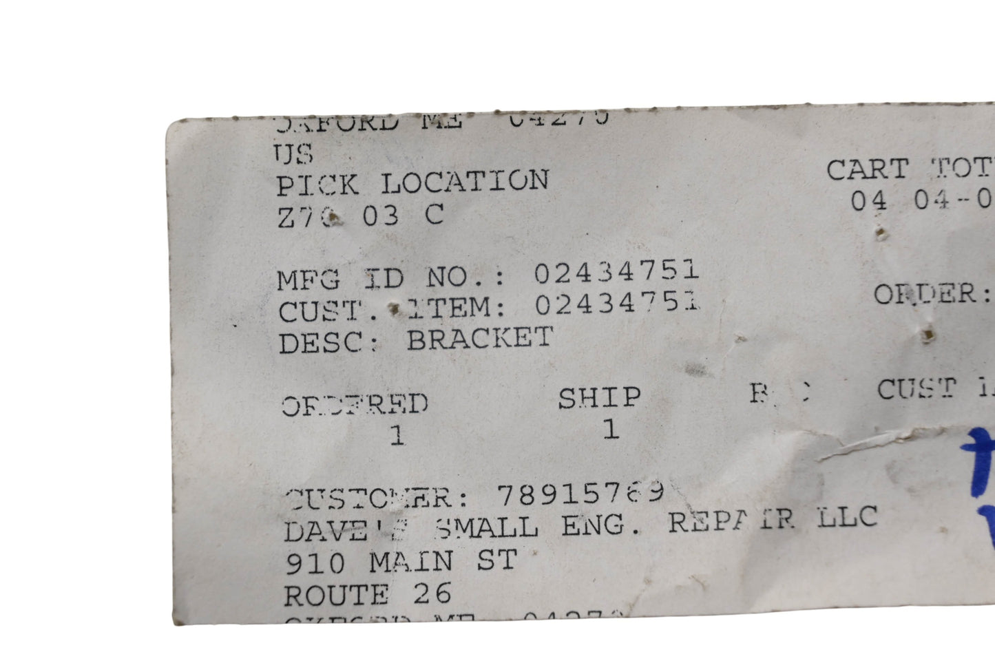 Ariens 02434751 Bracket NOS