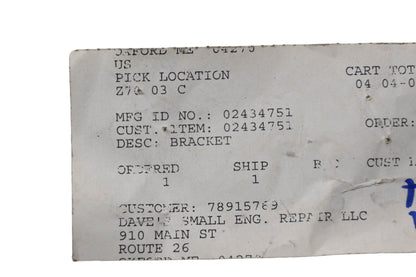 Ariens 02434751 Bracket NOS