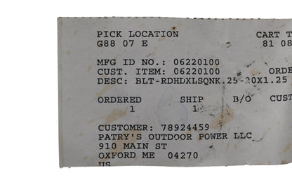 Ariens 06220100 Bolt NOS