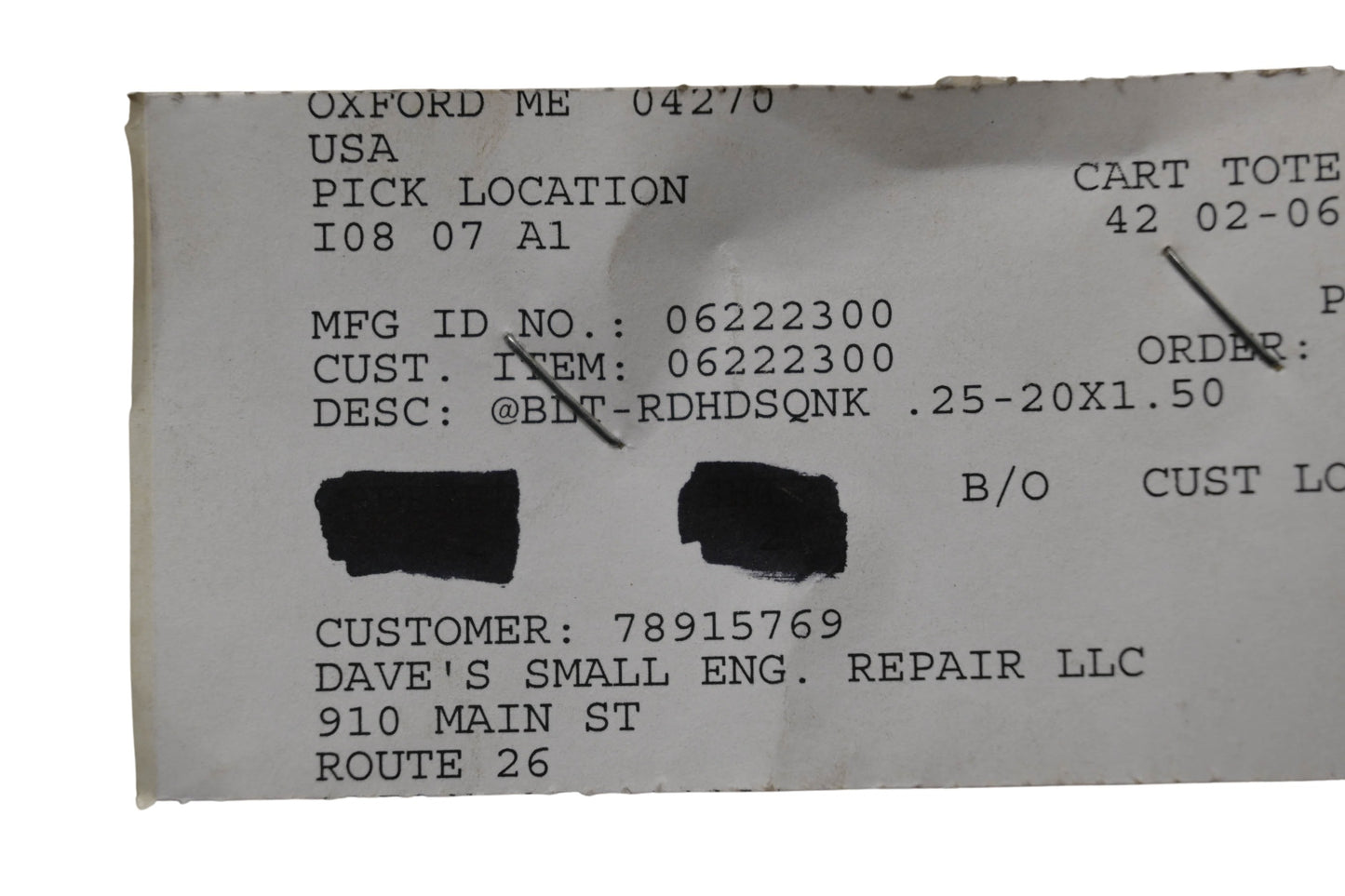 Ariens 06222300, 06200331 Bolt NOS