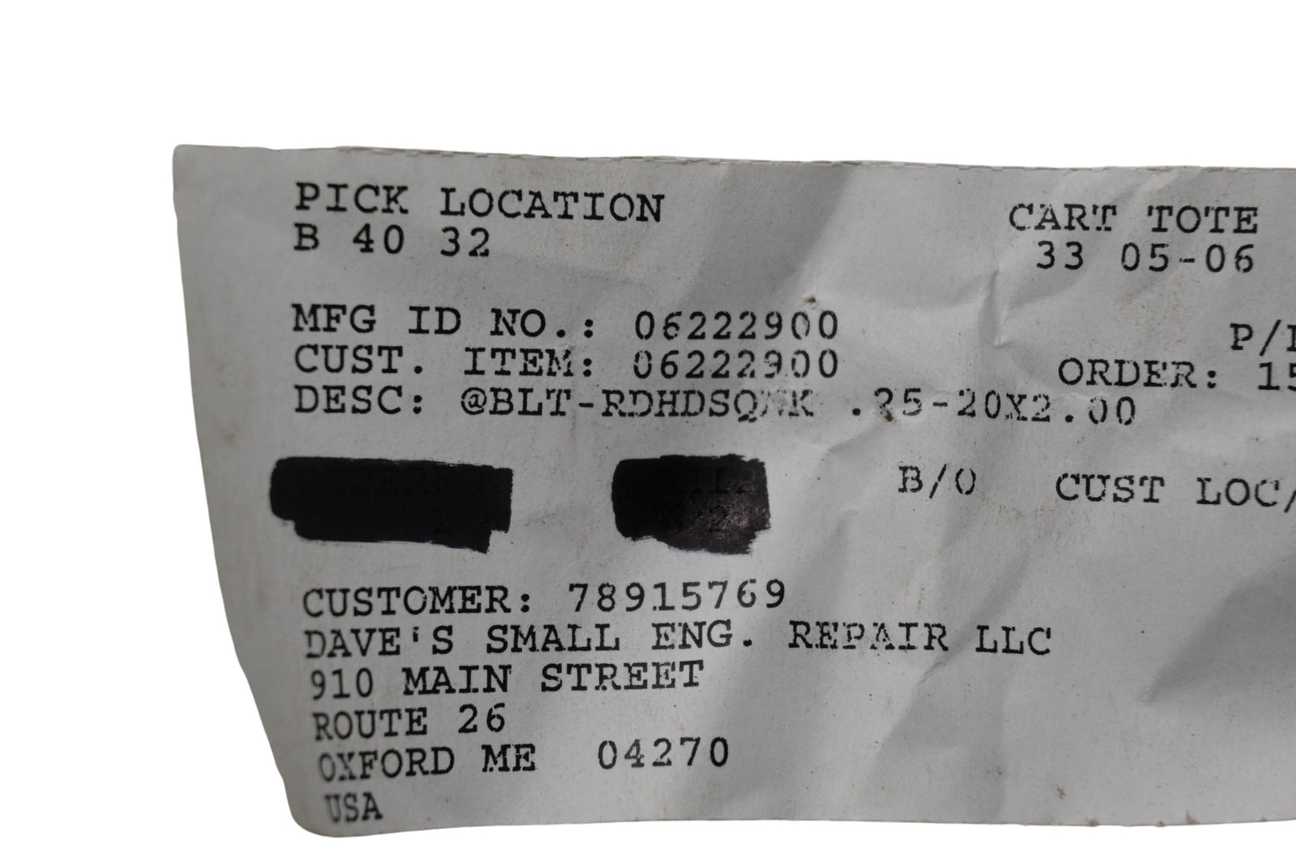 Ariens 06222900 Bolt NOS