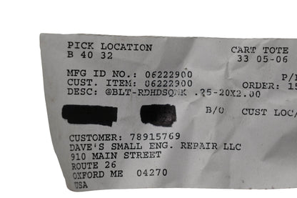 Ariens 06222900 Bolt NOS