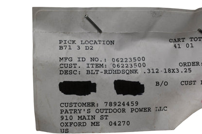 Ariens 06223500 Bolt NOS