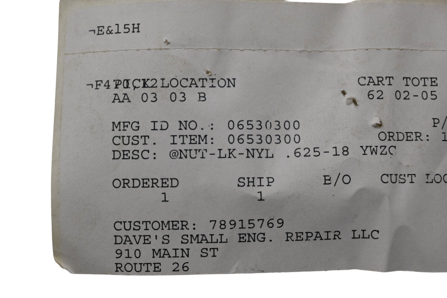 Ariens 06530300, 06500936 Nut NOS