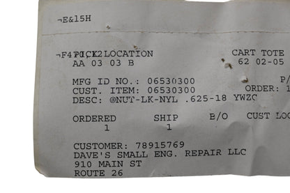 Ariens 06530300, 06500936 Nut NOS