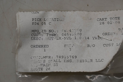 Ariens 06543200 Locking Nylon Nut NOS