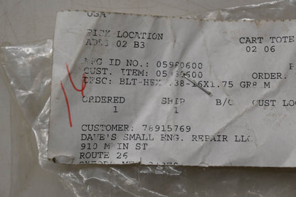 Ariens 05980600 Hex Bolt NOS