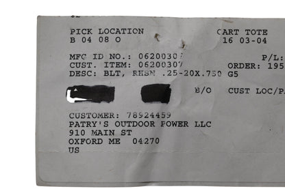 Ariens 06200307 Bolt NOS