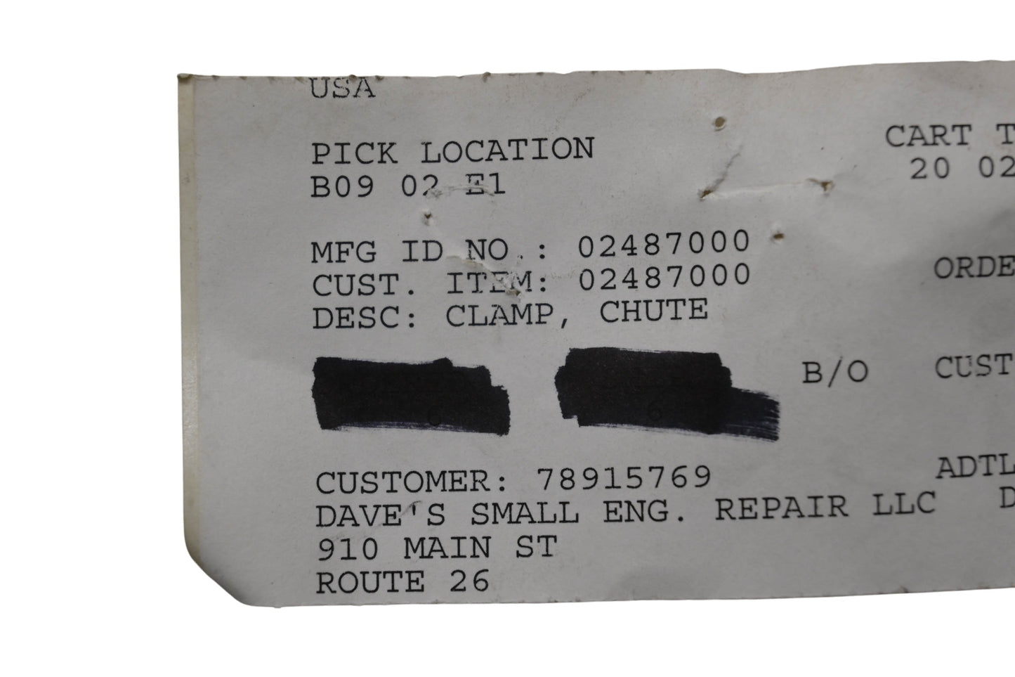 Ariens 02487000 Chute Clamp NOS
