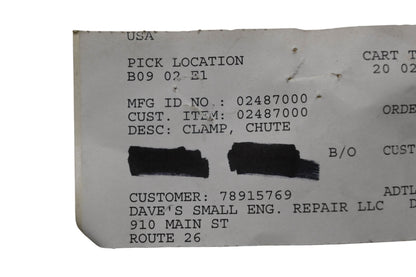Ariens 02487000 Chute Clamp NOS