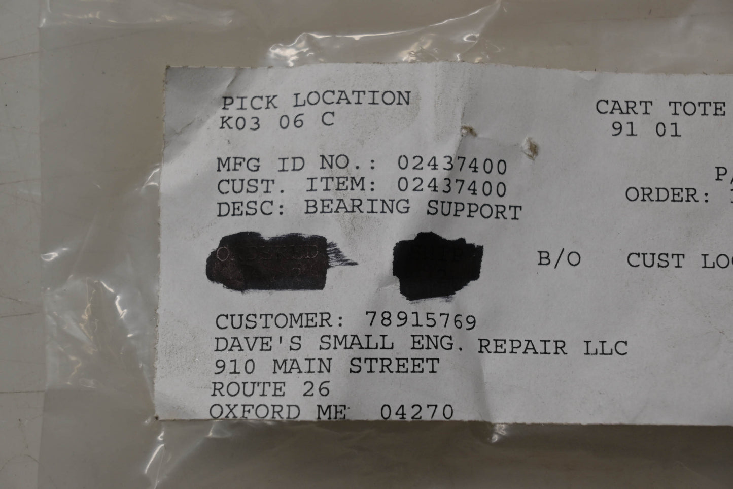 Ariens 02437400 Bearing Support NOS