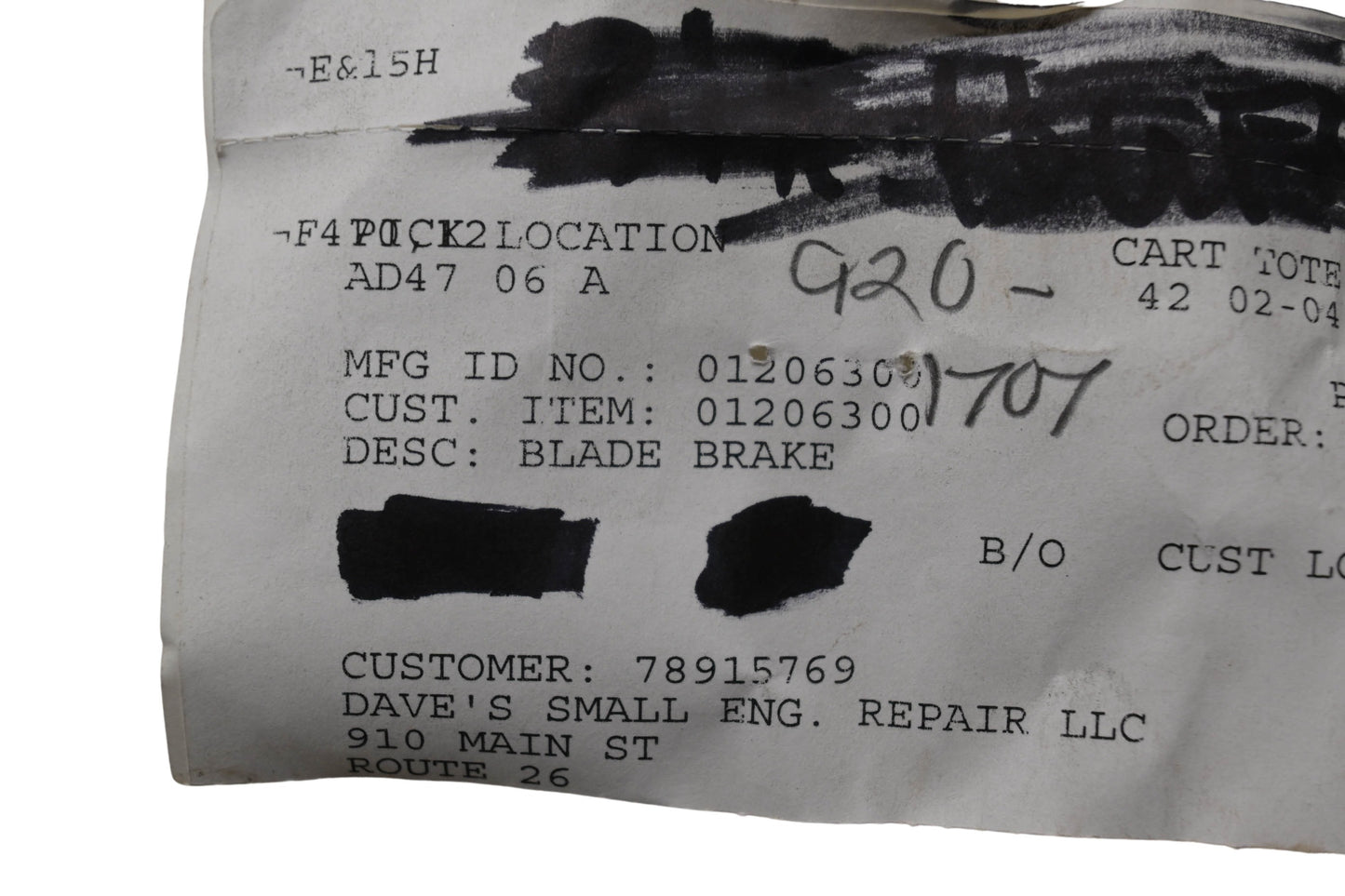 Ariens 01206300 Blade Brake NOS