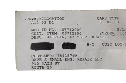 Ariens 06712900, 06700215 Hairpin Clips Qty 3 NOS