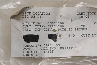 Ariens 06810700 Clevis Pin NOS