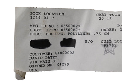 Ariens 05500027 Polyliner Bushings Qty 2 NOS