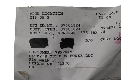 Ariens 07001824 Flanged Whizlock Screw NOS