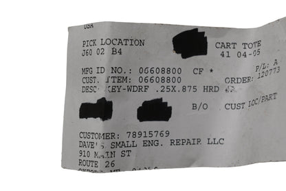 Ariens 06608800 Woodruff Key NOS