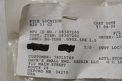 Ariens 08307200 Torsion Spring NOS
