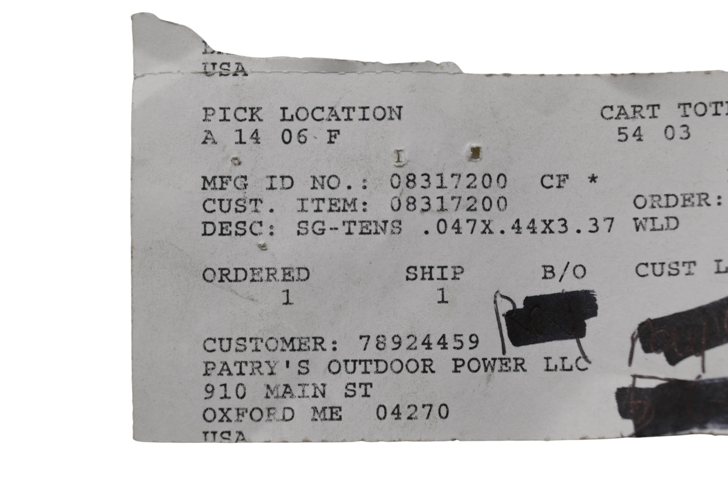 Ariens 08317200 Tension Spring .046x.44x3.37 NOS