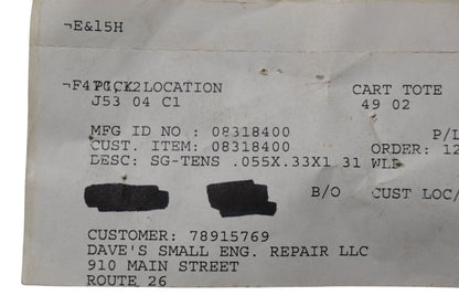 Ariens 08318400 Tension Spring .055x.33x1.31 NOS