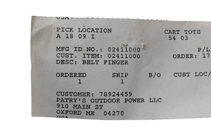 Ariens 02411000 Belt Finger NOS