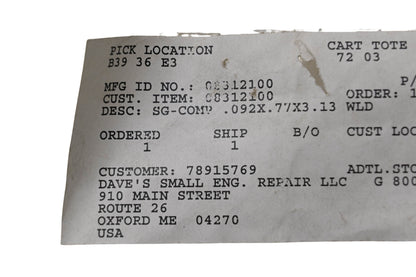 Ariens 08312100 Compression Spring .092x.77x3.13 NOS