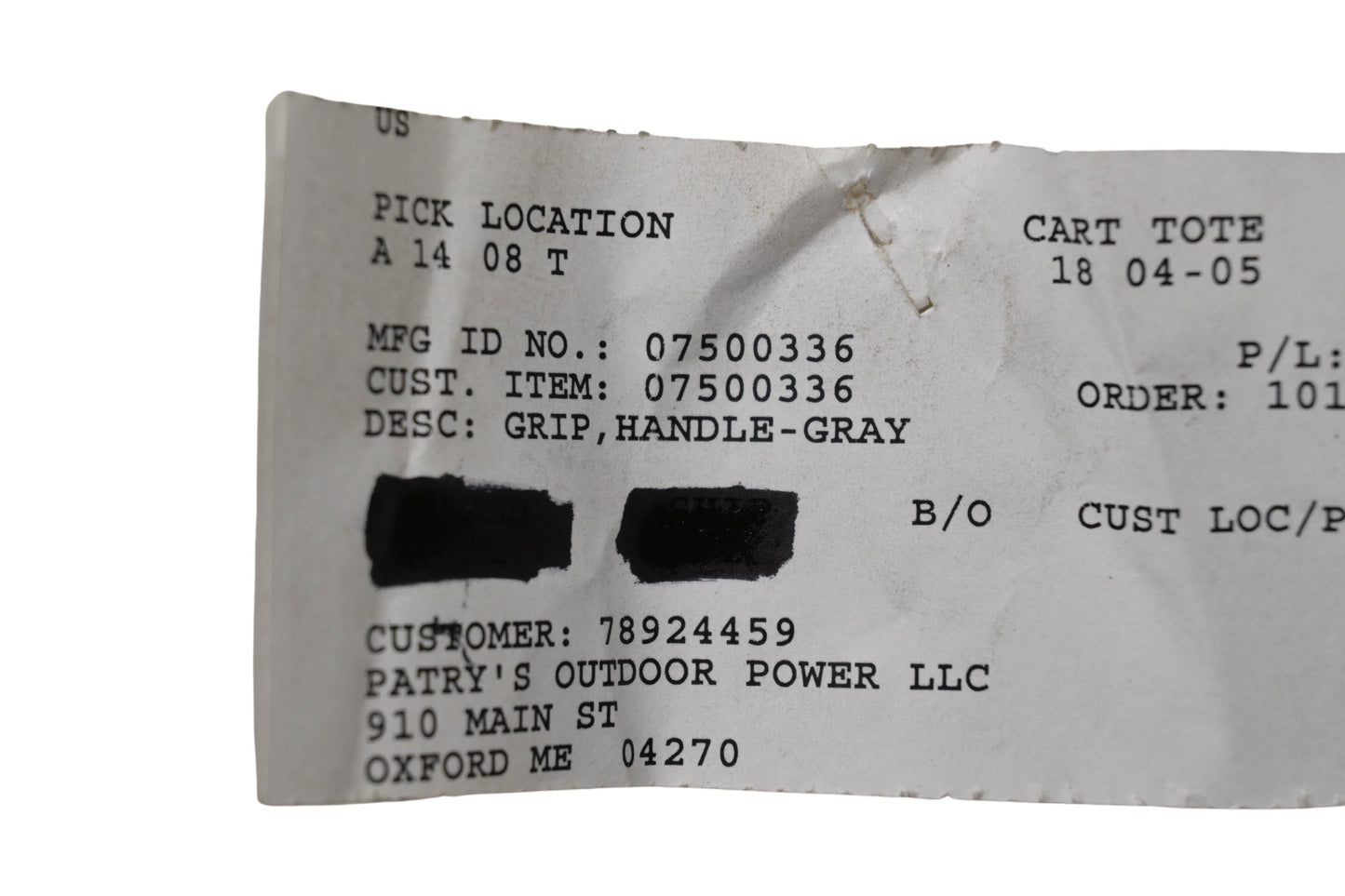 Ariens 07500336 Gray Handle Grip NOS