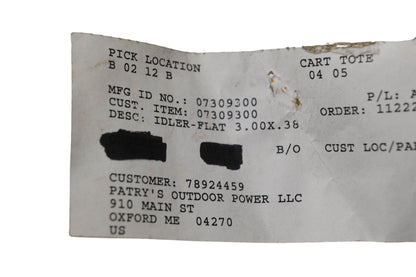 Ariens 07309300 Flat Idler 3.00x.38 NOS