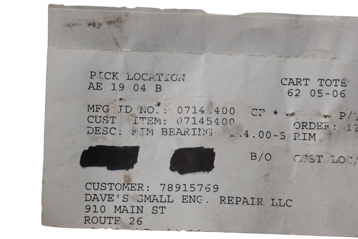 Ariens 07145400 Rim Bearing NOS