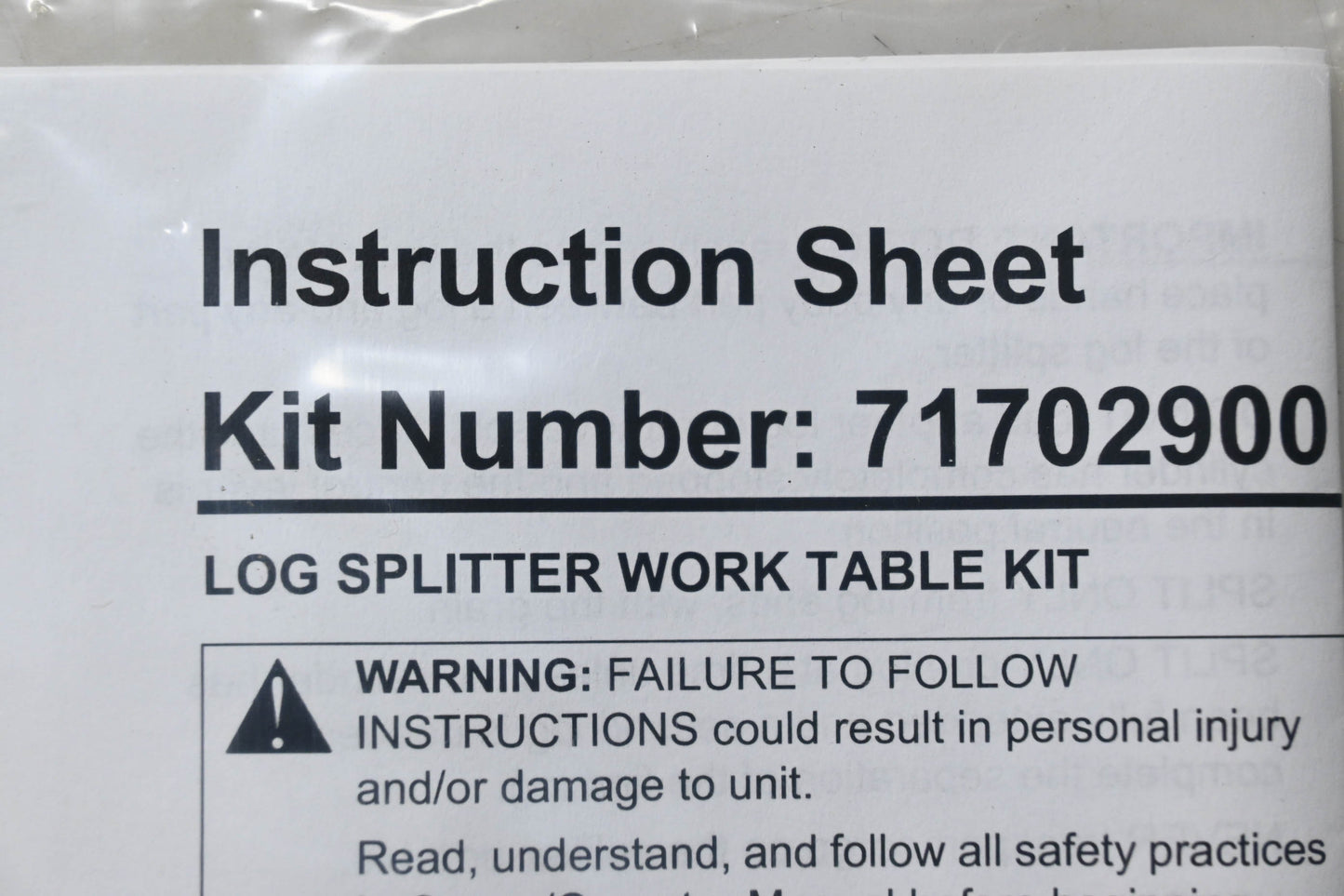 Ariens 71702900 Log Table Work Splitter Kit NOS