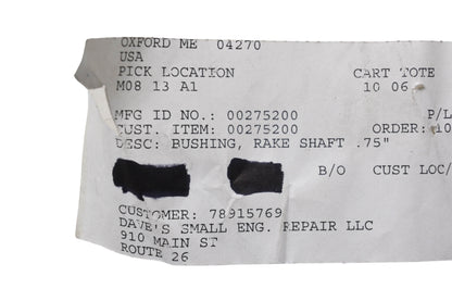 Ariens 275200 Rake Shaft Bushing NOS