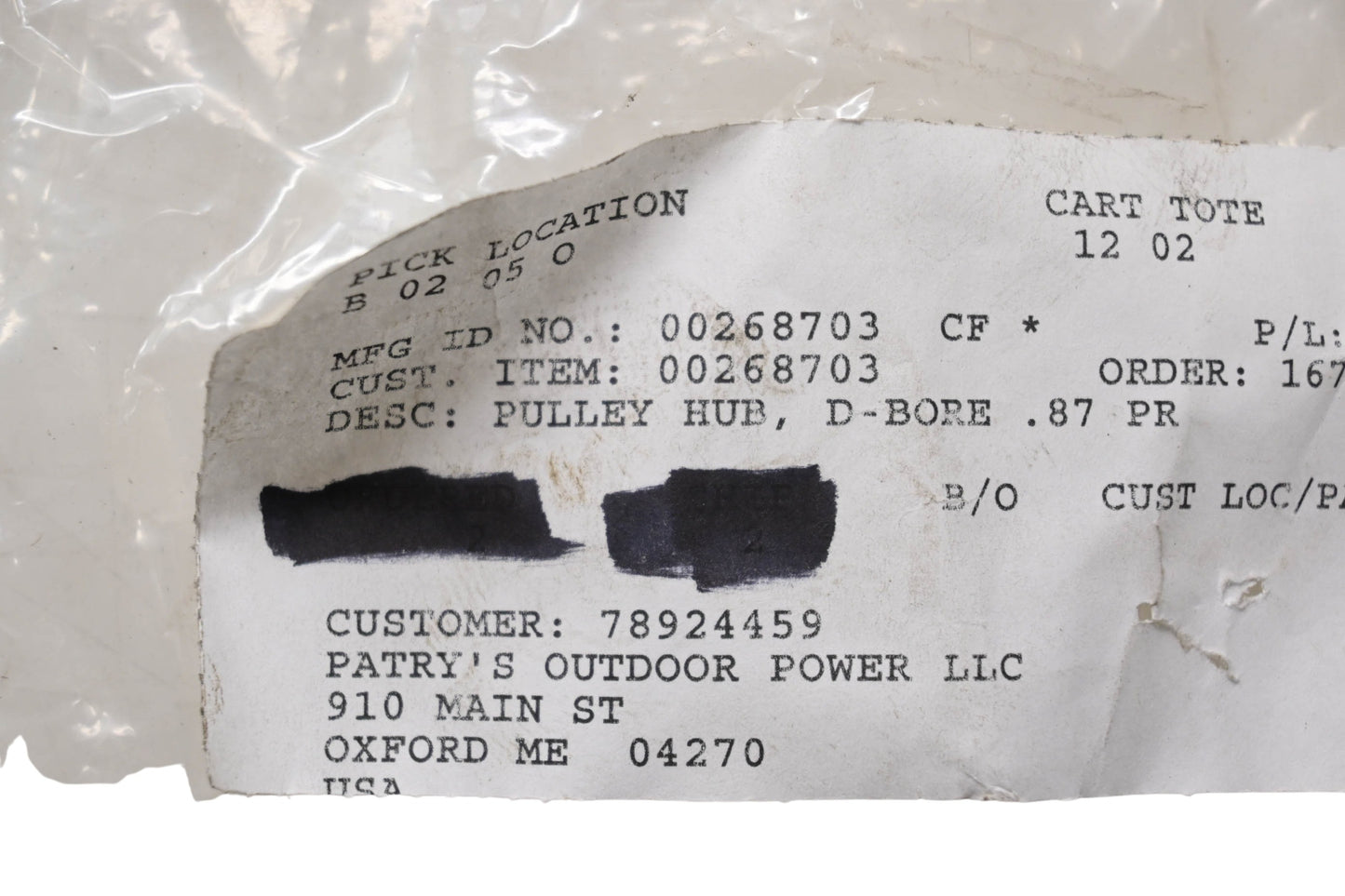 Ariens 00268703 D-Bore Pulley Hub NOS