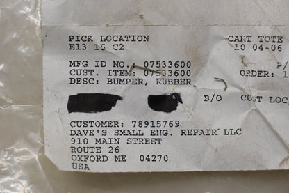 Ariens 07533600 Rubber Bumper NOS