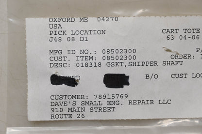 Ariens 08502300 Shipper Shaft Gasket NOS