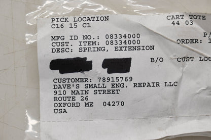Ariens 08334000 Extension Spring NOS