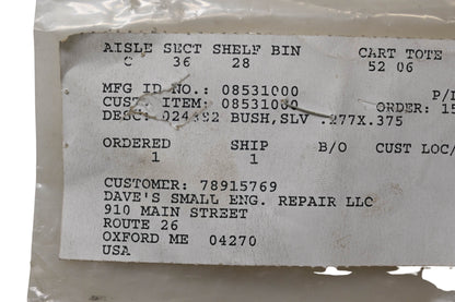 Ariens 08531000 Sleeve Bushing NOS