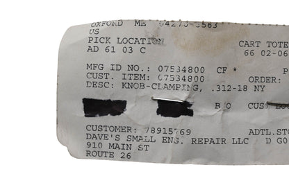 Ariens 07534800 Clamping Knob NOS