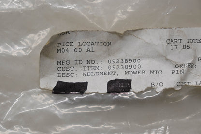 Ariens 09238900 Mower Mounting Pin Weldment NOS