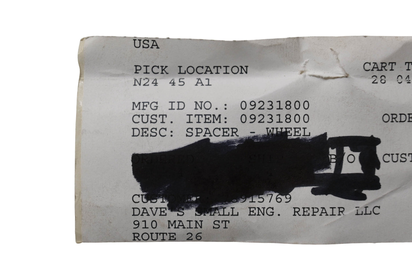 Ariens 09231800 Wheel Spacer NOS