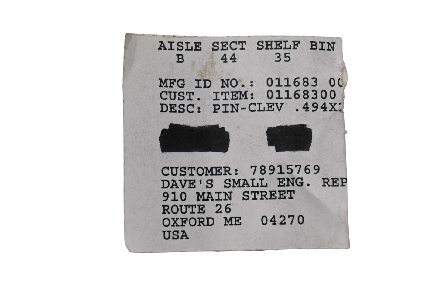 Ariens 01168300 Clevis Pin NOS