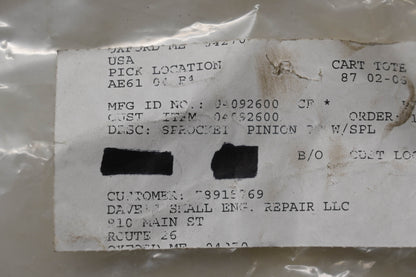 Ariens 04092600 Pinion Sprocket 7-Tooth NOS
