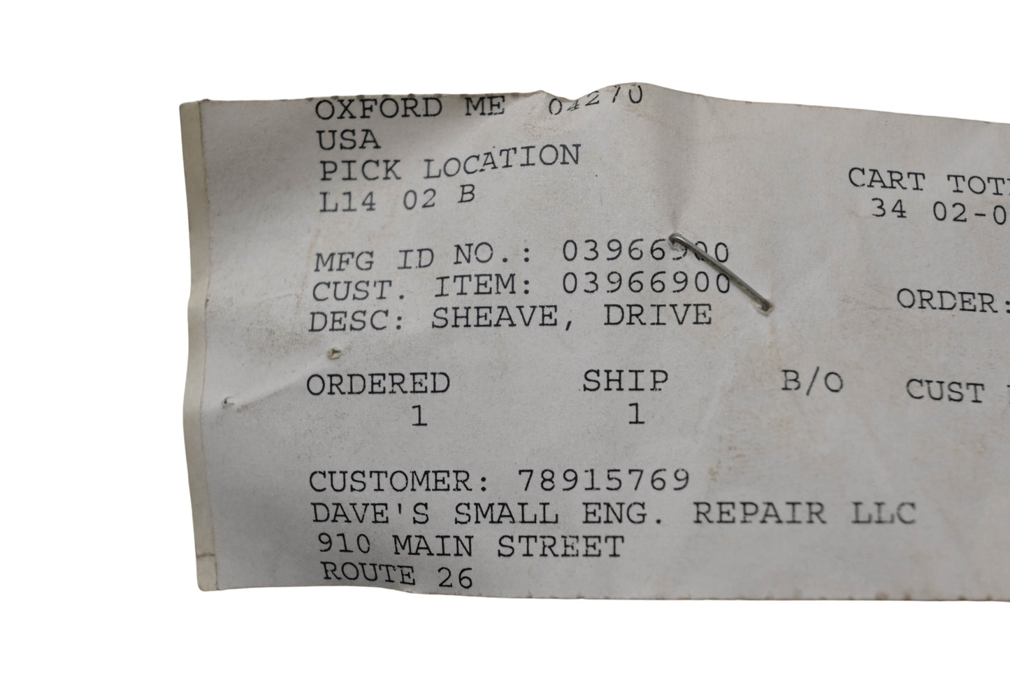 Ariens 03966900 Drive Sheave NOS