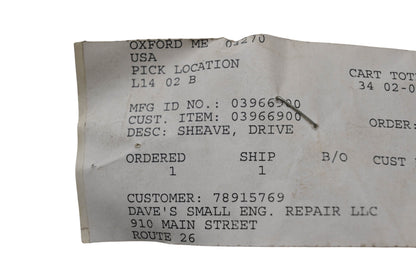 Ariens 03966900 Drive Sheave NOS