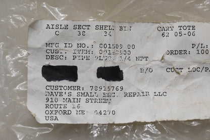 Ariens 00150900 Pipe Plugs Qty 5 NOS