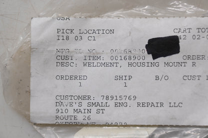 Ariens 00168900 Housing Mount RH Weldment NOS