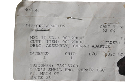Ariens 00169800 Sheave Adapter Assembly NOS