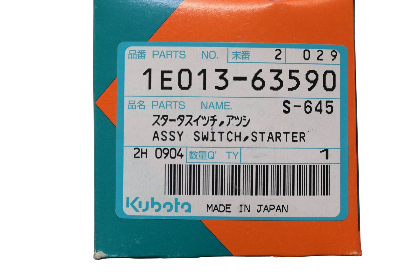 Kubota 1E013-63590 Starter Switch Kit NOS