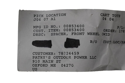 Ariens 00853400 Front Wheel Spacer NOS